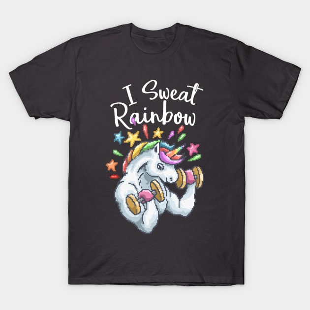 Sweat Rainbow Unicorn Retro Games 8 Bit 80s 90s Attire T-Shirt by SpottydoggCreatives